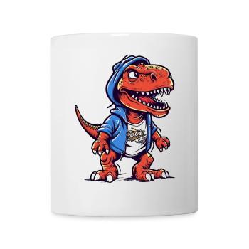Dino in Hoodie mit Coolem Blick - Tasse - Weiß - Vorne