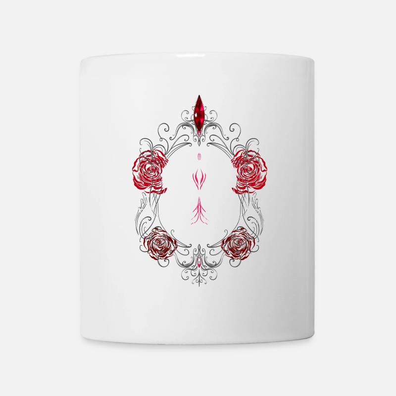 Skull with Red Roses Gothic Ästhetik - Tasse - Weiß