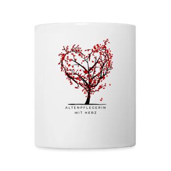 Altenpflegerin mit Herz Baum Herzen Pflege Blätter - Tasse - Weiß - Vorne