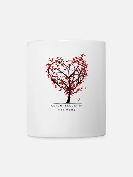 Altenpflegerin mit Herz Baum Herzen Pflege Blätter - Tasse - Weiß