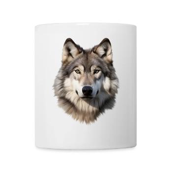 Loup (blanc/gris) - Mug blanc - blanc - Devant