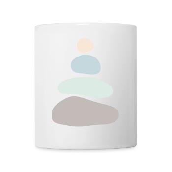 Minimalistischer Steinstapel – Zen Balance Art - Tasse - Weiß - Vorne