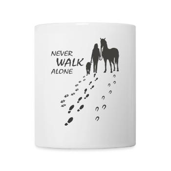 Hund Pferd Reiterin - Never walk alone, Backprint - Tasse - Weiß - Vorne