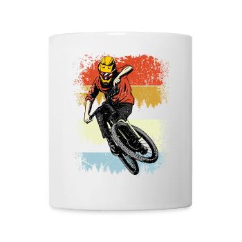 Retro BMX Fahrer auf Sunset Stripes - Tasse - Weiß - Vorne