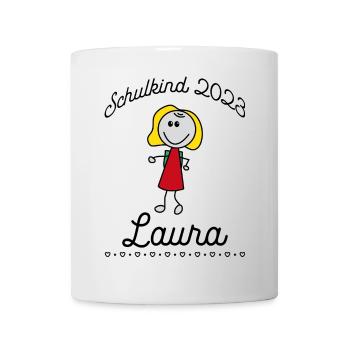 Schulkind 2023 Laura - Tasse - Weiß - Vorne