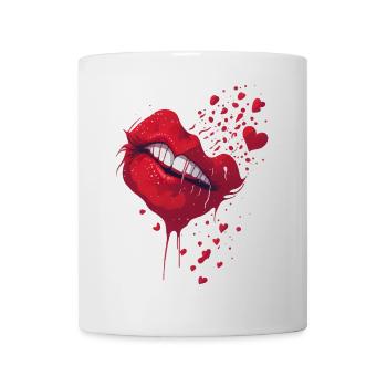 Lip kiss with heart splash - Mug - white - Front