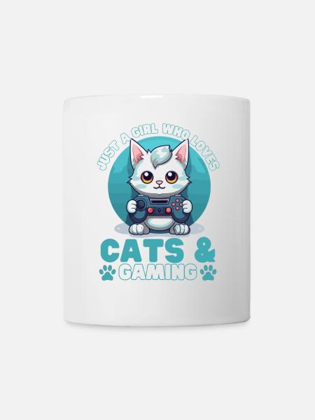 Gamer Girl Cat Cats & Gaming - Mug - white
