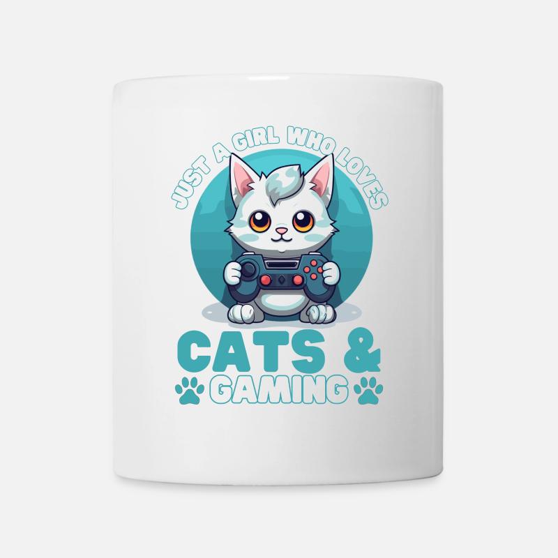 Gamer Girl Cat Cats & Gaming - Mug blanc - blanc