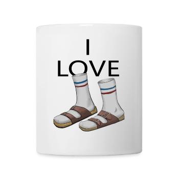 Vintage Red Blue Striped Socks and Sandals - Mug - white - Front