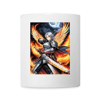 Feuerflügel Ritter mit Flammenrüstung - Tasse - Weiß - Vorne