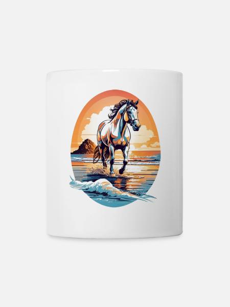 Pferd am Strand - Tasse - Weiß