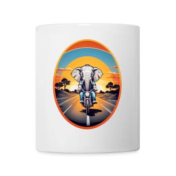 Elephant on motorcycle - Mug - white - Front