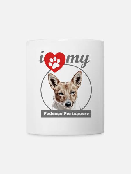 J’aime mon Podengo Português liso - Mug blanc - blanc