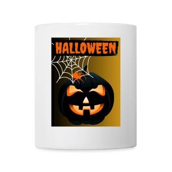 Leuchtender Kürbis Halloween - Tasse - Weiß - Vorne