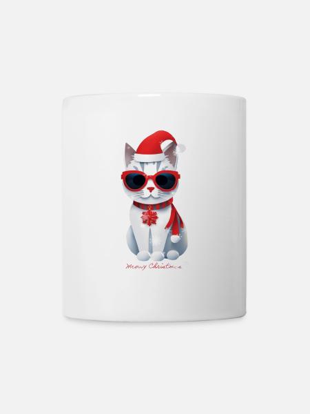 Meowy Christmas Clothes and Gifts from the Meowy C - Mug - white