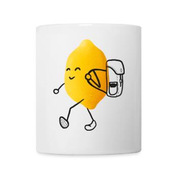 Wander-Zitrus - Zitrone auf Abenteuerreise - Tasse - Weiß - Vorne