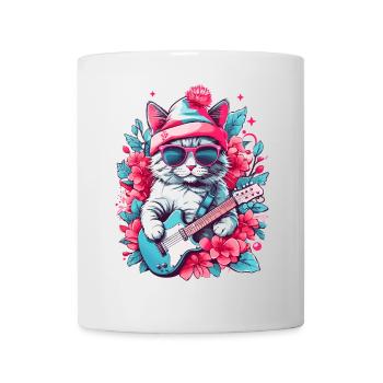 Cute cat with guitar - Mug - white - Front