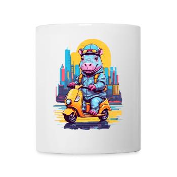 Hippopotamus on Scooter - Mug - white - Front