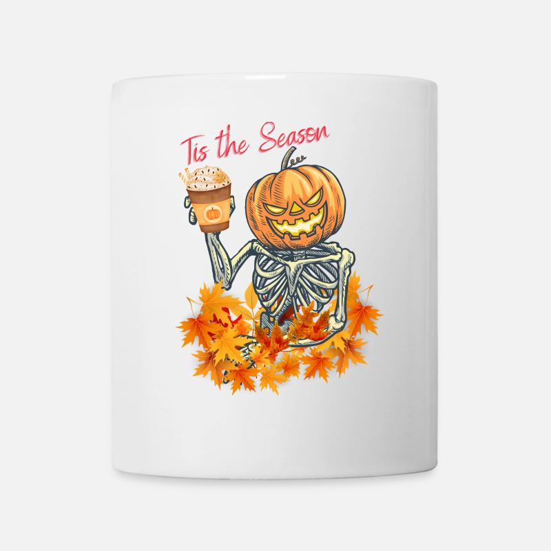 Halloween, tête de citrouille avec squelette - Mug blanc - blanc