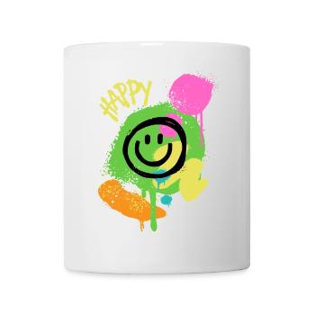 Graffiti Happy Smiley Éclaboussures de Couleur - Mug blanc - blanc - Devant