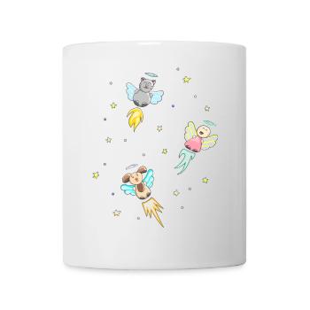 Engel Hund Katze fliegen für Kinder - Tasse - Weiß - Vorne