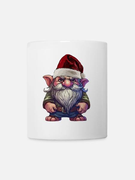 Weihnachtsgnom mit Wichtel beleidigt - Tasse - Weiß