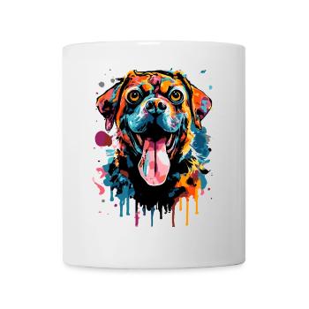 Rottweiler Hund Farbenfroh - Ich liebe Rottweiler - Tasse - Weiß - Vorne