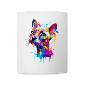 Katze Farbenfroh - Bunte Katze - Sphynx Katze - Tasse - Weiß - Vorne