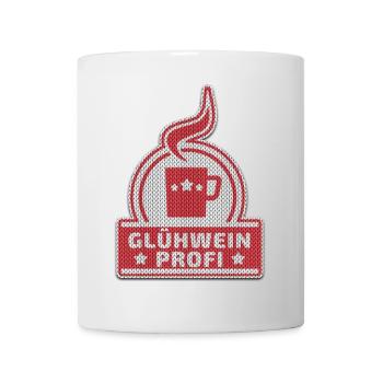 Glühwein Profi - Gestrickt / Gehäkelt - Ugly Xmas - Tasse - Weiß - Vorne