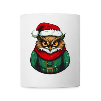 Hibou de Noël en pull vert - Mug blanc - blanc - Devant