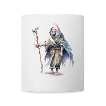 Totenbeschwörer mit Schädelstab – Dark Fantasy - Tasse - Weiß - Vorne