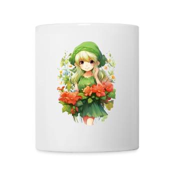Blondes Elfenmädchen Blumenfeld Fantasy Shirt - Tasse - Weiß - Vorne