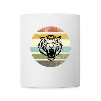 Retro Tiger Stripes Sonnenuntergang - Tasse - Weiß - Vorne