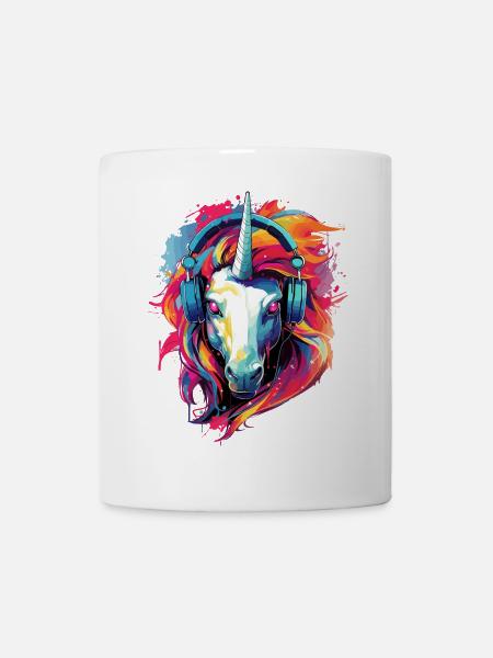 Einhorn mit Kopfhörer Musik Fabeltier Einhörner - Tasse - Weiß