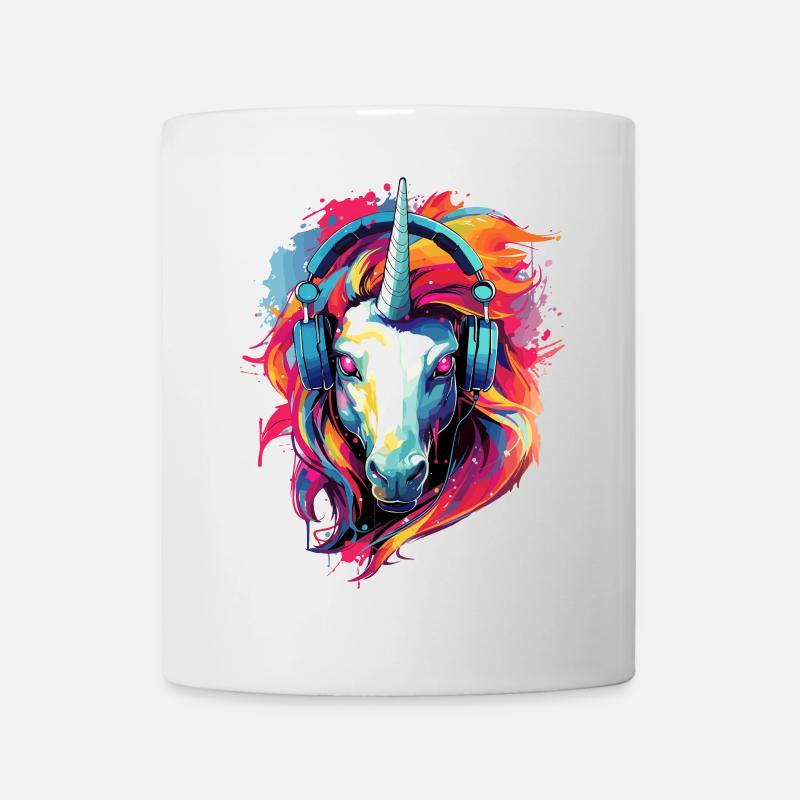 Einhorn mit Kopfhörer Musik Fabeltier Einhörner - Tasse - Weiß