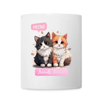 adorable chat duo amitié illustration - Mug blanc - blanc - Devant