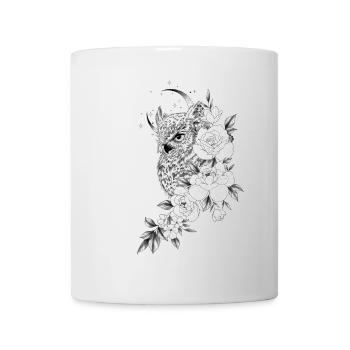 Owl Floral Peony Owl Drawing - Mug - white - Front
