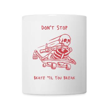 Totenkopf Skelett Skateboard Design - Tasse - Weiß - Vorne
