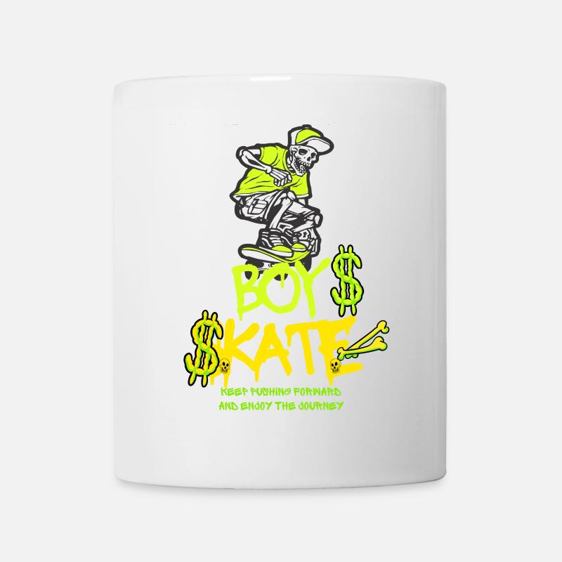 Boy Skateboarding Skull Graphic Design - Mug - white