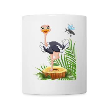 Whimsical Stork with Fly and Nature Elements - Mug - white - Front