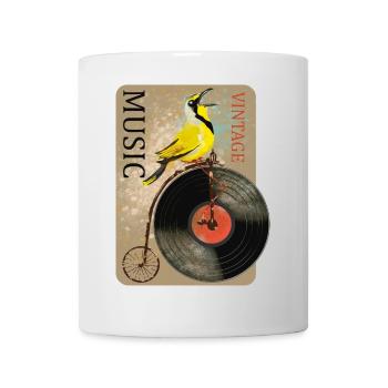 Vintage Musique Oiseau Design - Mug blanc - blanc - Devant