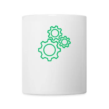Denkende Zahnräder Design - Tasse - Weiß - Vorne