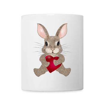 putziges Kaninchen mit Herz zum Valentinstag - Tasse - Weiß - Vorne