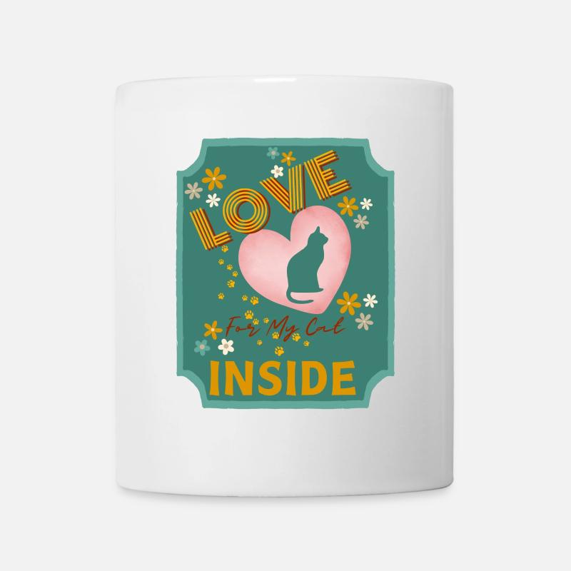 Design du cœur de l’amour à l’intérieur de mon chat - Mug blanc - blanc