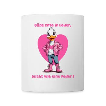 Süße Ente in Leder - Tasse - Weiß - Vorne