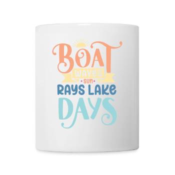 Boot Wellen Sonnenstrahlen See Tage - Tasse - Weiß - Vorne