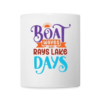 Boot Wellen Sonnenstrahlen See Tage - Tasse - Weiß - Vorne