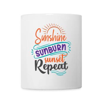 Sonnenschein Sonnenbrand Sonnenuntergang Wiederholung - Tasse - Weiß - Vorne
