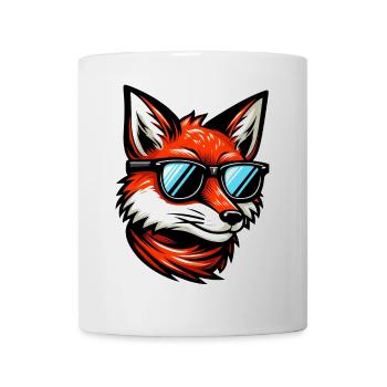 Cool Fox with Sunglasses Cute Cartoon Design - Mug - white - Front