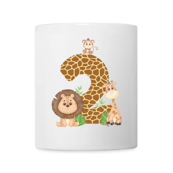 2nd Birthday: Jungle Animals: Giraffe, Lion, Monkey - Mug - white - Front